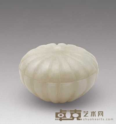清 乾隆白玉南瓜形粉盒 高2.5cm;口径5.5cm